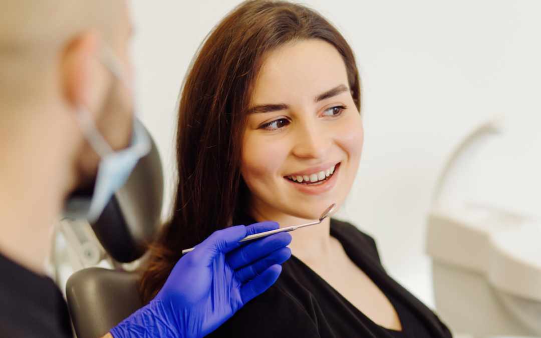 woman with dentis showing her perfect smile